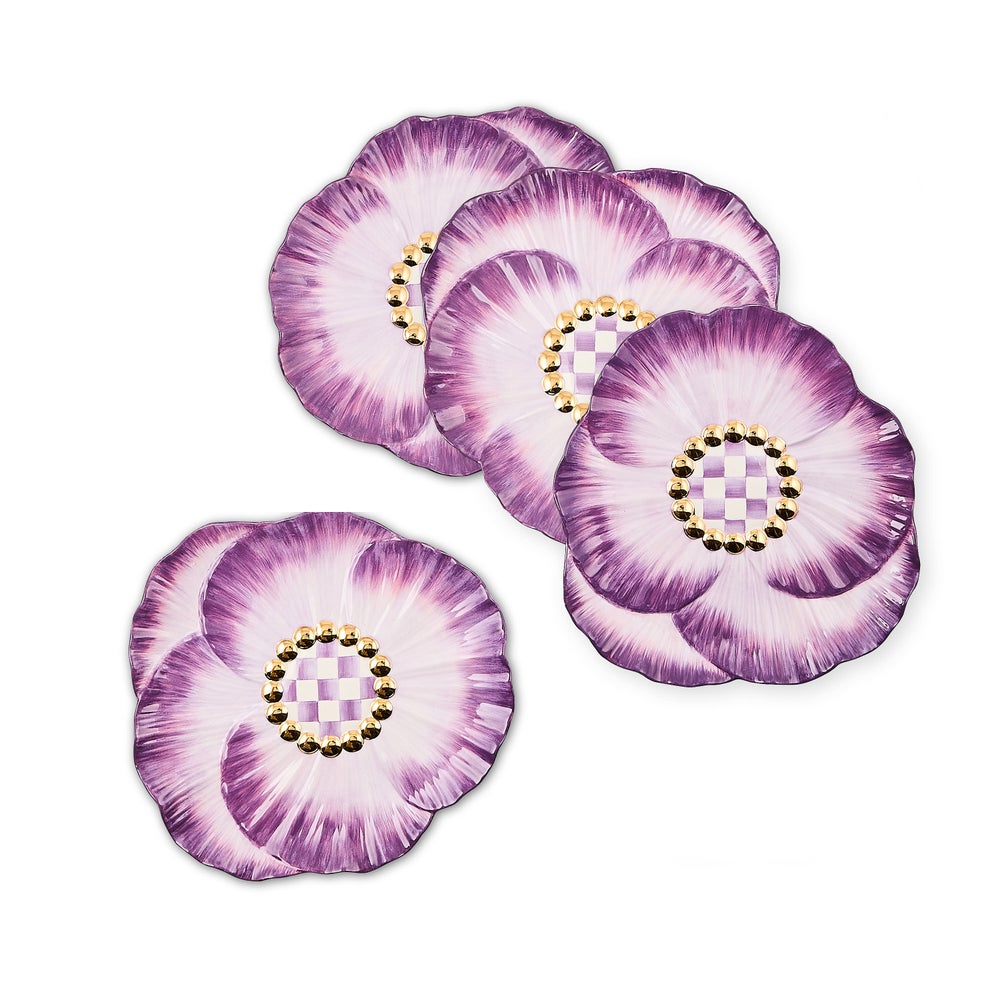 Pansy Party Ceramic Dessert Plates, Set of 4 mackenzie-childs Panama imagen 1