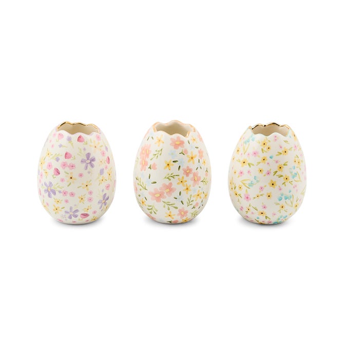 Posie Patch Ceramic Egg Vases, Set of 3 image number 0