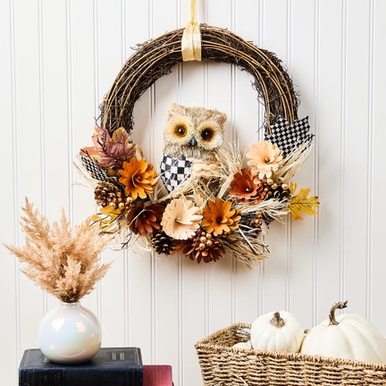Autumnology Owl 16" Wreath