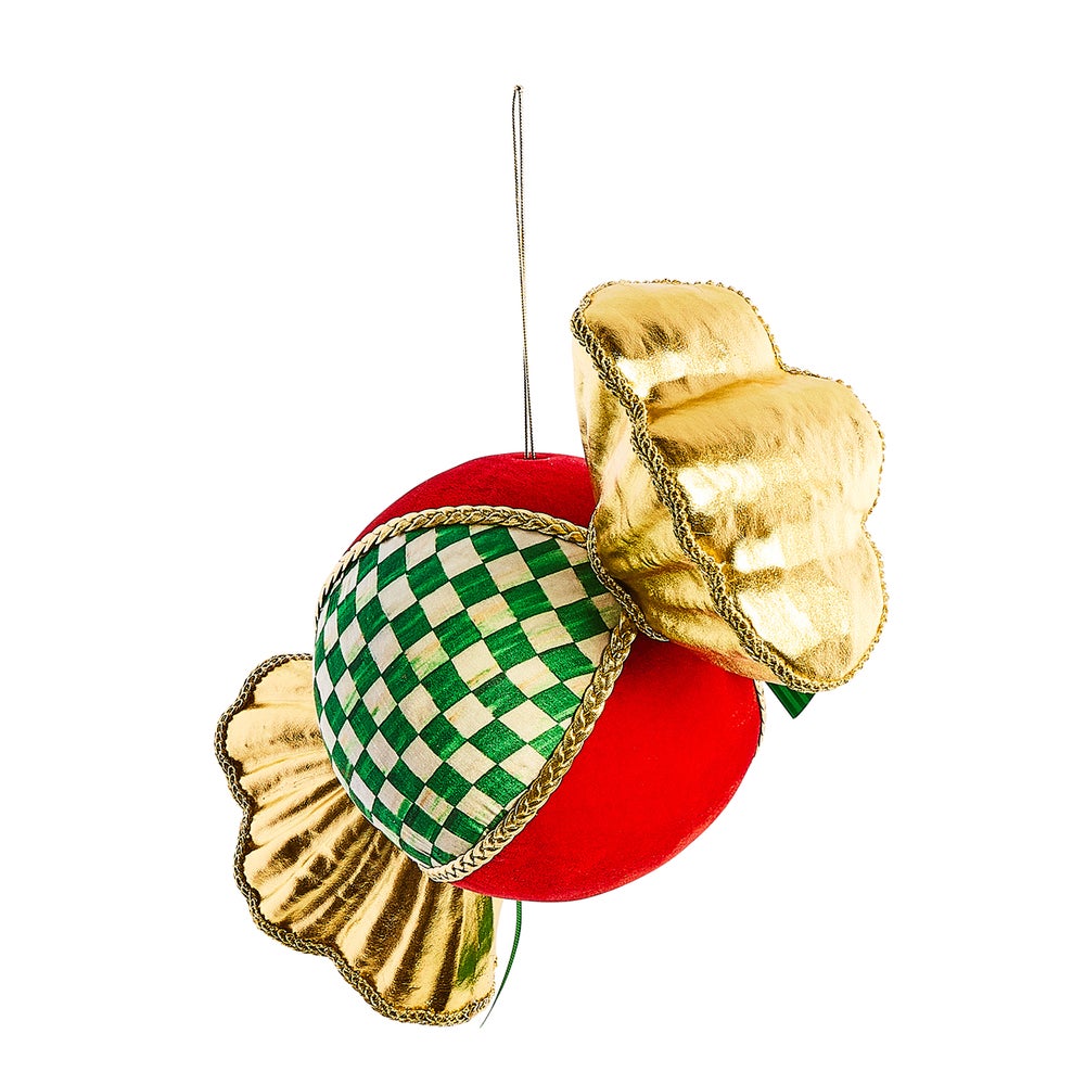 Check It Out Green Check Candy Fabric Ornament mackenzie-childs Panama imagen 1 Check It Out Green Check Candy Fabric Ornament mackenzie-childs Panama imagen 1