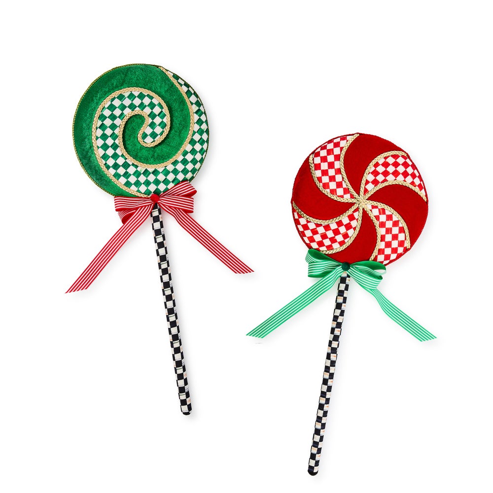 Check It Out Medium Fabric Lollipop Picks, Set of 2 mackenzie-childs Panama imagen 1 Check It Out Medium Fabric Lollipop Picks, Set of 2 mackenzie-childs Panama imagen 1