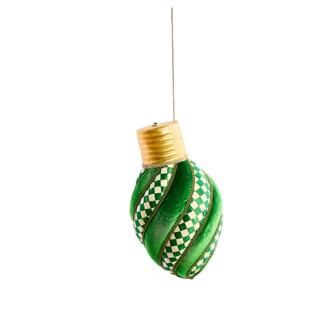 Check It Out Green Check Lightbulb Fabric Ornament image number 1