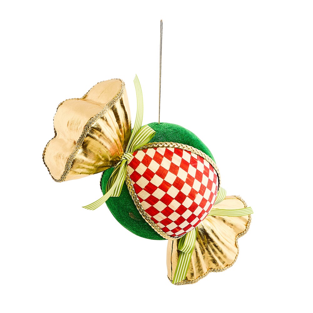 Check It Out Red Check Candy Fabric Ornament mackenzie-childs Panama imagen 1