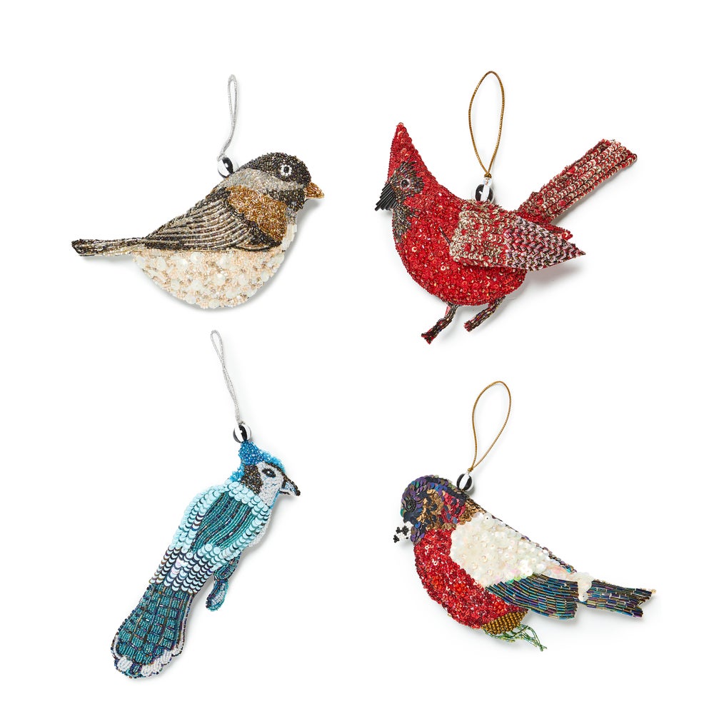 Bird Beaded Ornaments, Set of 4 mackenzie-childs Panama imagen 1
