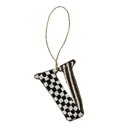 Monogram Beaded "V" Ornament