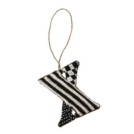 Monogram Beaded "X" Ornament