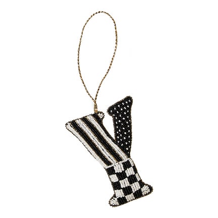 Monogram Beaded "Y" Ornament