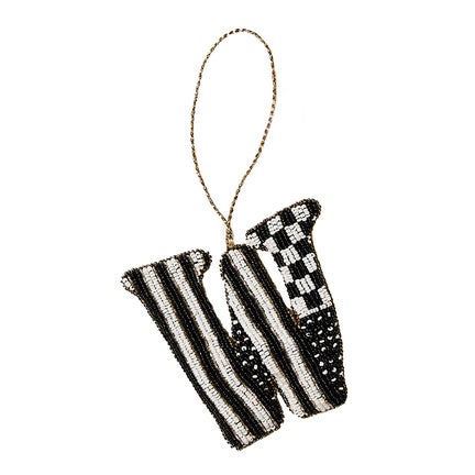 Monogram Beaded "W" Ornament