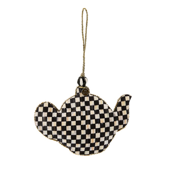 Courtly Check Teapot Beaded Ornament image number 1