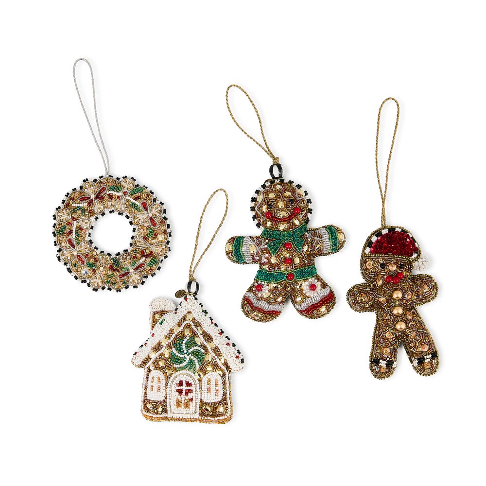 Gingerbread Beaded Ornaments, Set of 4 mackenzie-childs Panama imagen 1