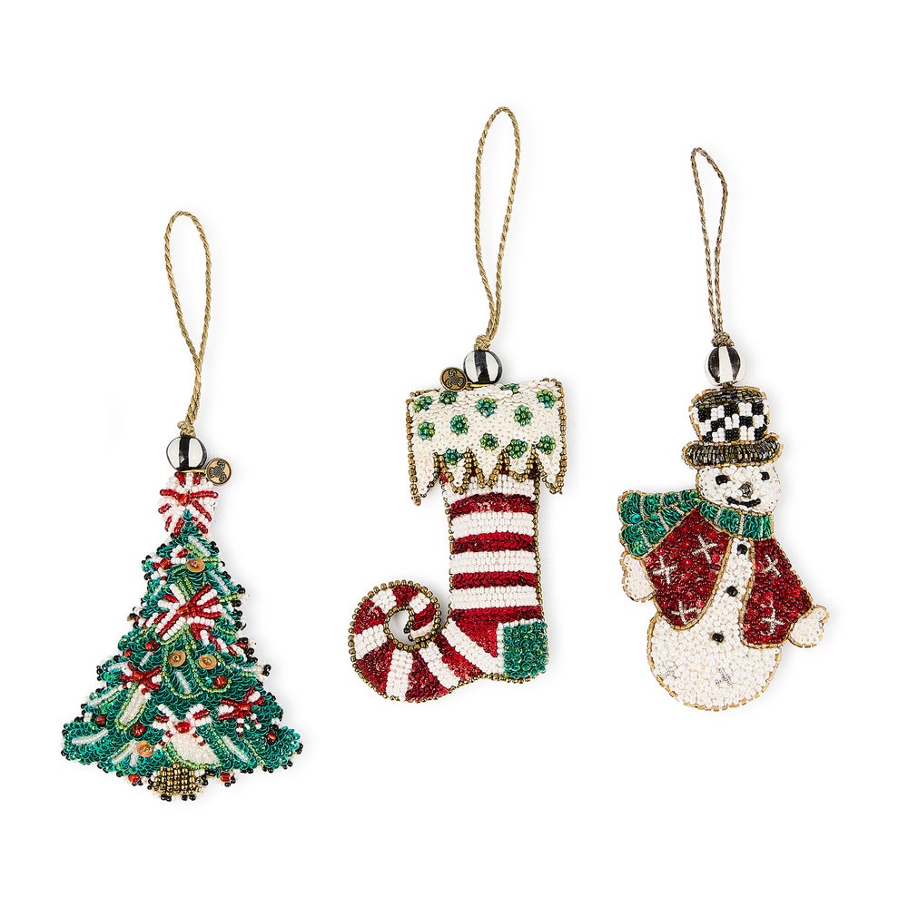 Cozy Holiday Beaded Ornaments, Set of 3 mackenzie-childs Panama imagen 1
