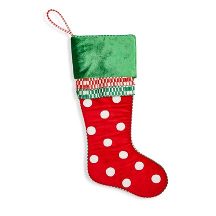 Check It Out Red & White Polka Dot Stocking