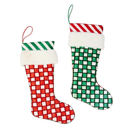 Check it Out Red & Green Stockings Set of 2