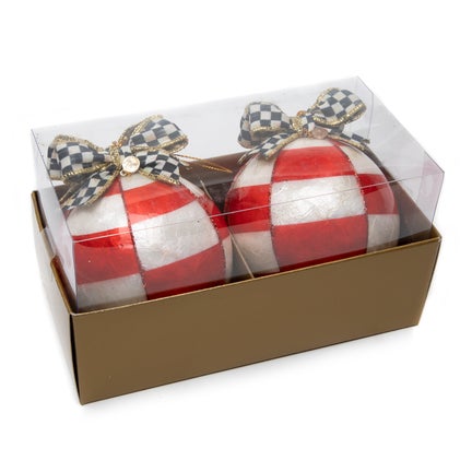 Checkmate Red & White Check Ball Ornaments - Set of 2