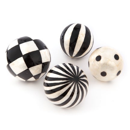 Black & White Capiz Balls - Set of 4
