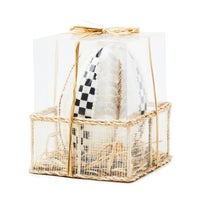 Courtly Noel Stripe Capiz Ball Ornaments, Set of 3