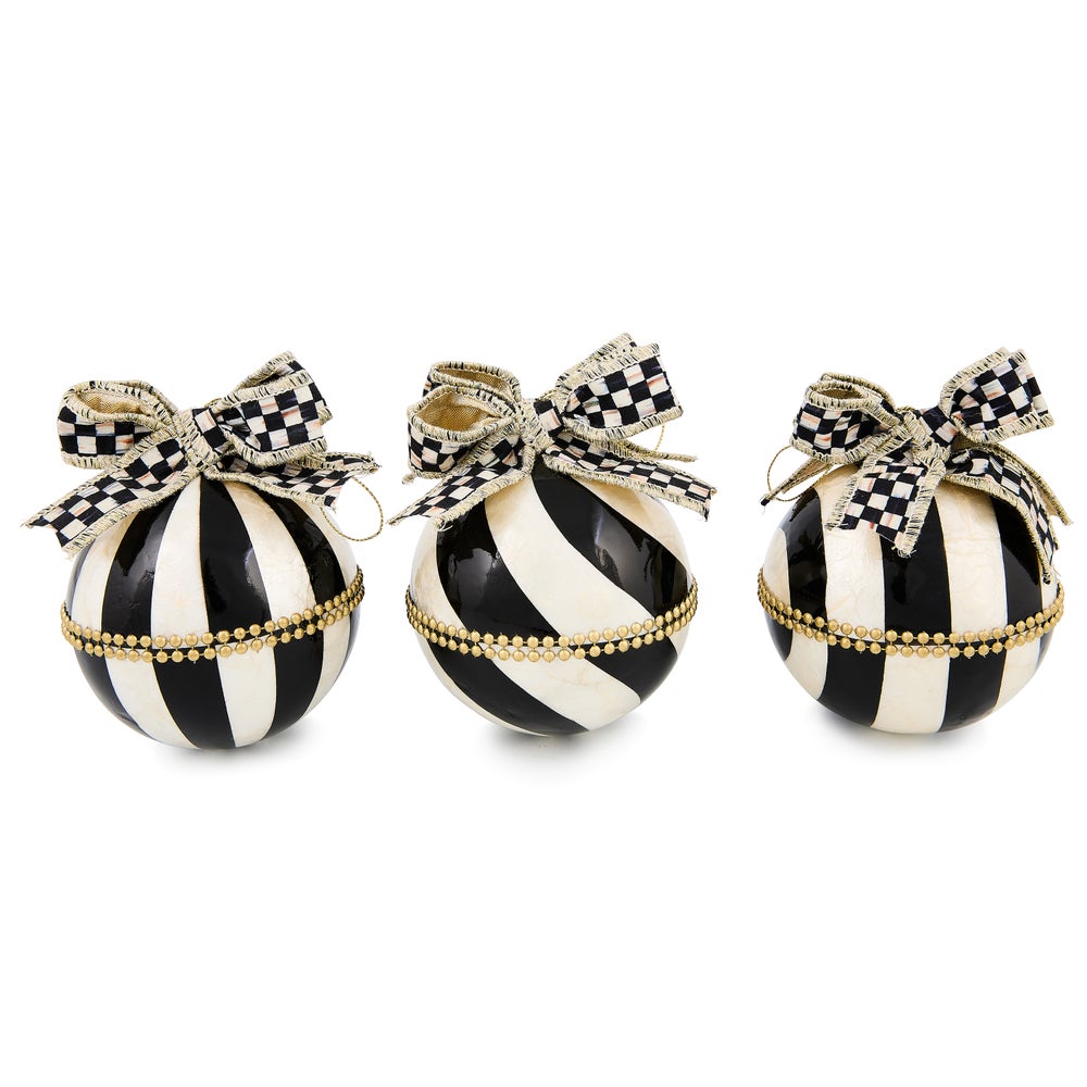 Courtly Noel Stripe Capiz Ball Ornaments, Set of 3 mackenzie-childs Panama imagen 1