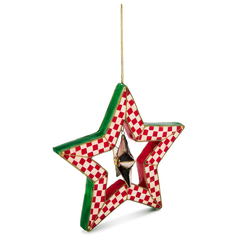 Check It Out Red Capiz Star Ornament mackenzie-childs Panama imagen 1