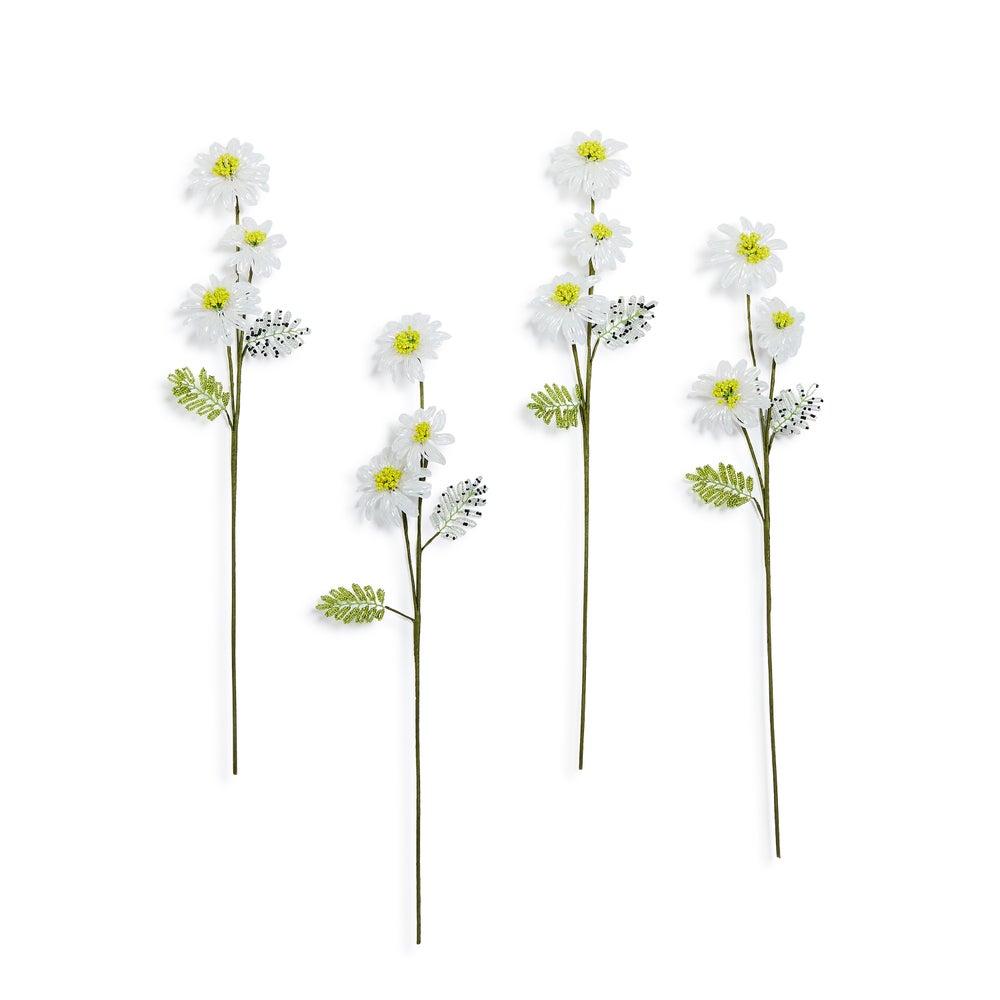 White Daisy Beaded Flower Stem, Set of 4 mackenzie-childs Panama imagen 1 White Daisy Beaded Flower Stem, Set of 4 mackenzie-childs Panama imagen 1