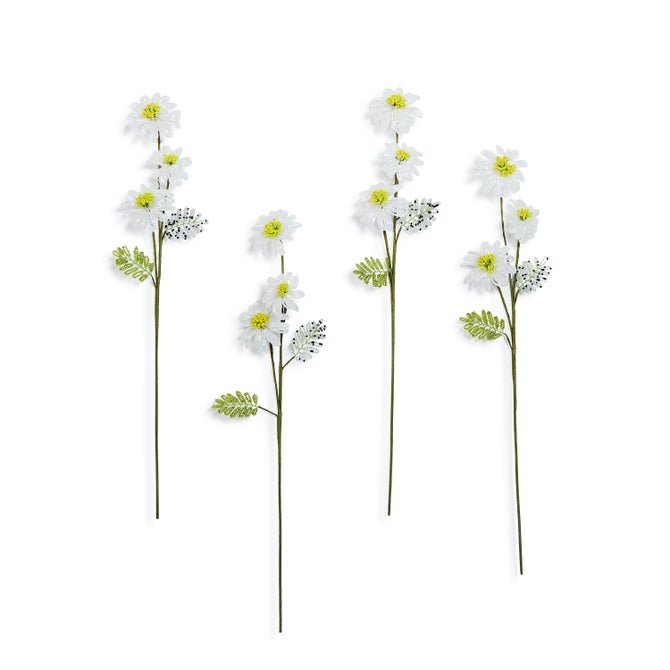 White Daisy Beaded Flower Stem, Set of 4 image number 0