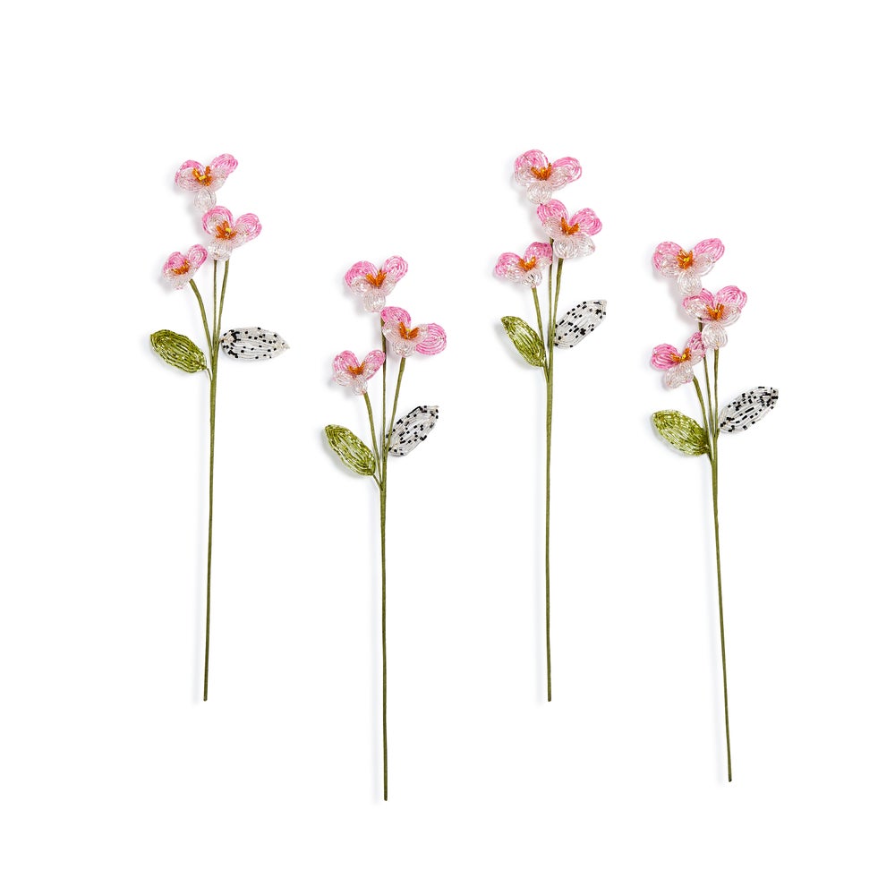 Pink Pansy Beaded Flower Stem, Set of 4 mackenzie-childs Panama imagen 1 Pink Pansy Beaded Flower Stem, Set of 4 mackenzie-childs Panama imagen 1