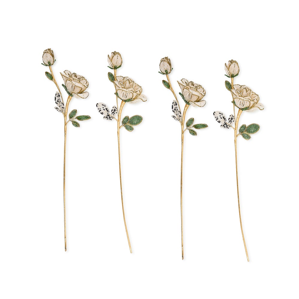 White Rose Beaded Stems, Set of 4 mackenzie-childs Panama imagen 1