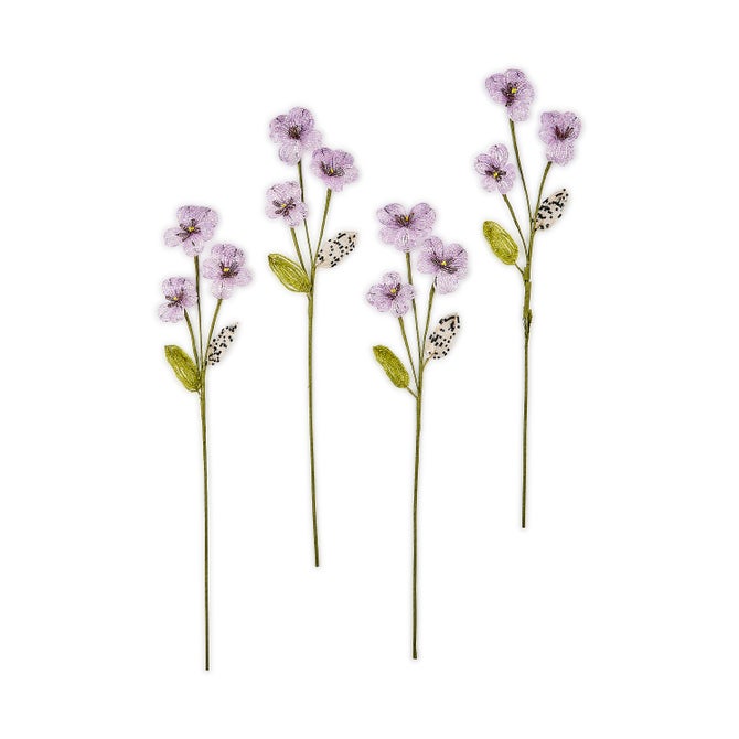 Purple Pansy Beaded Flower Stems, Set of 4 image number 0