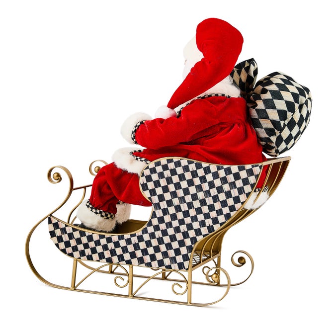 Classic Courtly Fabric Santa In Sleigh image number 1