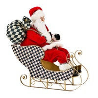 Classic Courtly Fabric Santa In Sleigh