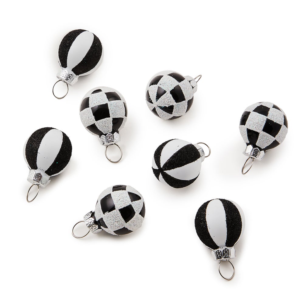 Courtly Check Mini Glass Ball Ornaments, Set of 8 mackenzie-childs Panama imagen 1
