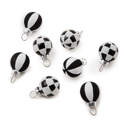 Courtly Check Mini Glass Ball Ornaments, Set of 8