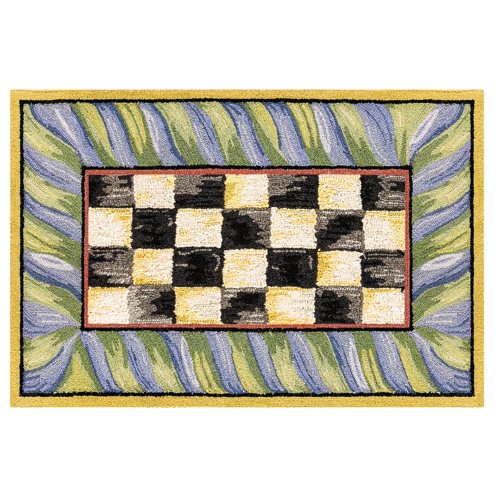 Courtly Check Purple & Green Washable Rug - Purple & Green, 2' x 3' mackenzie-childs Panama imagen 1