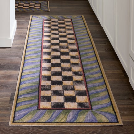 Courtly Check Purple & Green 2'6" x 8' Washable Runner