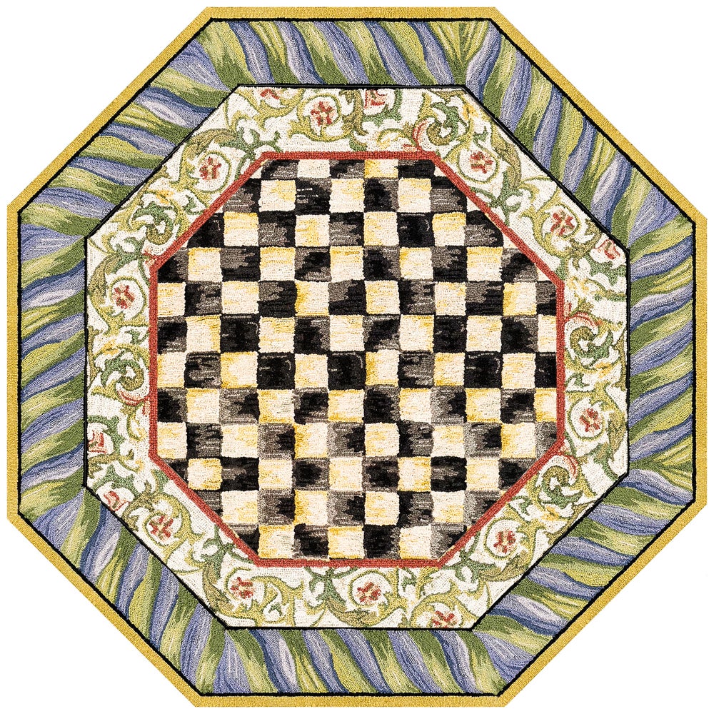 Courtly Check Purple & Green Washable Rug - Purple & Green, 6' Octagon mackenzie-childs Panama imagen 1