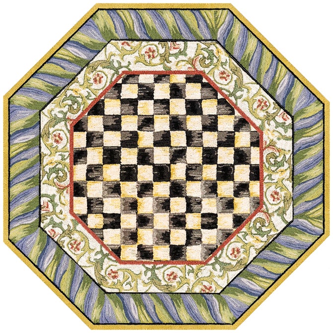 Courtly Check Purple & Green 6' Octagon Washable Rug image number 0