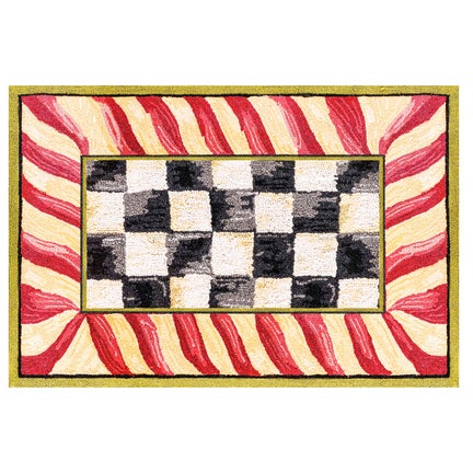 Courtly Check Red & Gold 2' x 3' Washable Rug