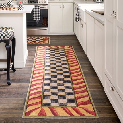 Courtly Check Red & Gold 2'6" x 8' Washable Runner