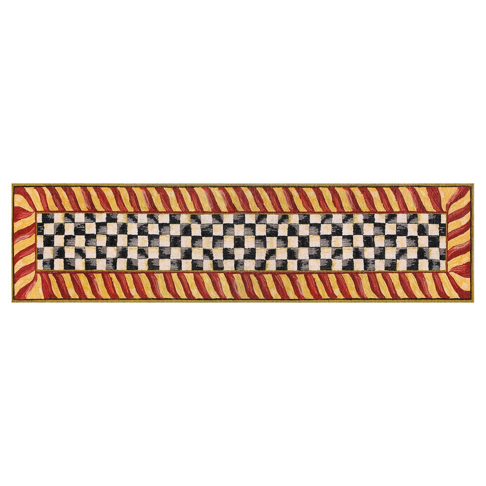 Courtly Check Red & Gold Washable Rug - Red & Gold, 2'6