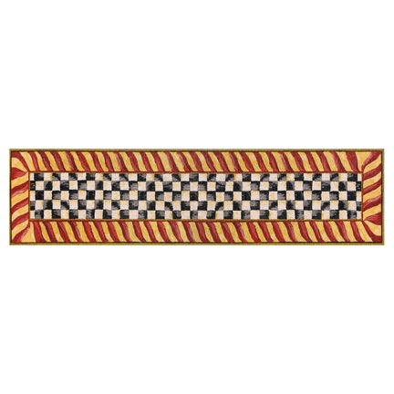 Courtly Check Red & Gold 2'6" x 10' Washable Runner