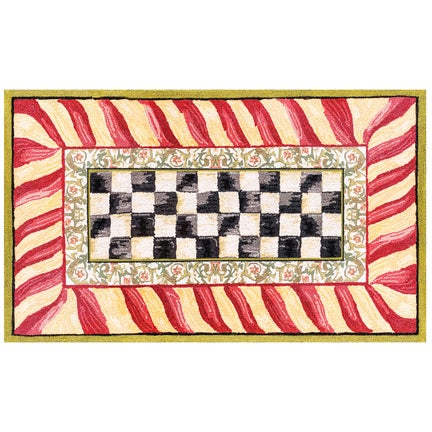 Courtly Check Red & Gold 3' x 5' Washable Rug