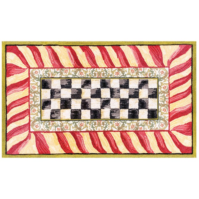 Courtly Check Red & Gold 3' x 5' Washable Rug image number 0