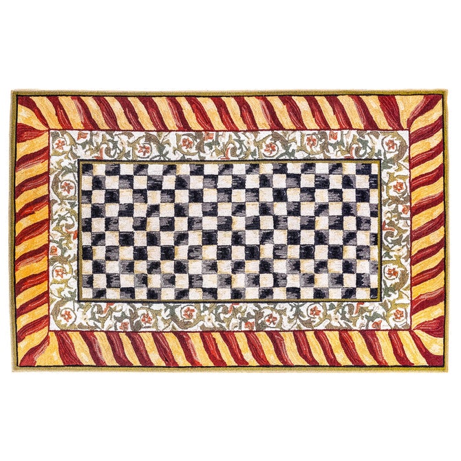 Courtly Check Red & Gold Washable Rug image number 4