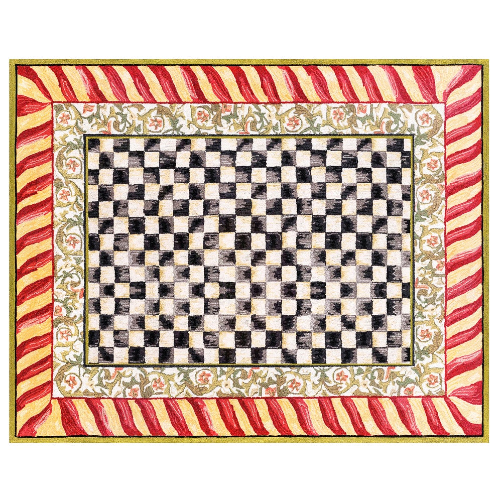 Courtly Check Red & Gold Washable Rug - Red & Gold, 8' x 10' mackenzie-childs Panama imagen 1