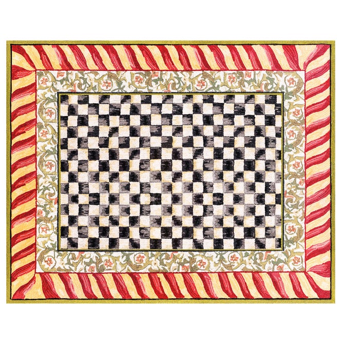 Courtly Check Red & Gold Washable Rug image number 5