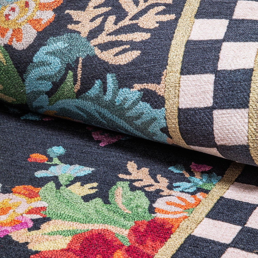 Flower Market Washable Rug - Black Flower Market, 2'6