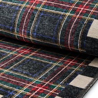 Stewart Tartan Black 2' x 3' Washable Rug