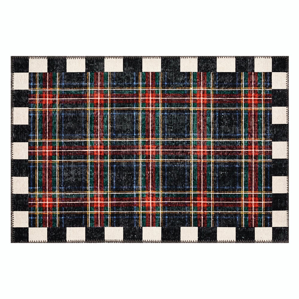 Stewart Tartan Black 2' x 3' Washable Rug mackenzie-childs Panama imagen 1