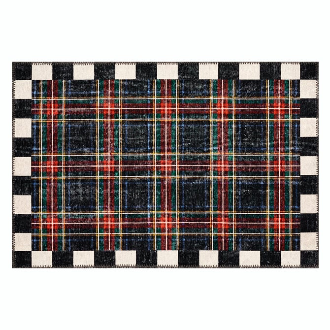 Stewart Tartan Black 2' x 3' Washable Rug image number 0