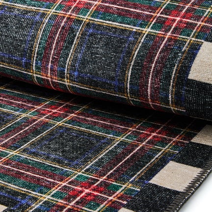 Stewart Tartan Black 2'6" x 10' Washable Runner