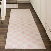 Rosy Checkered 2'6" x 8' Washable Runner